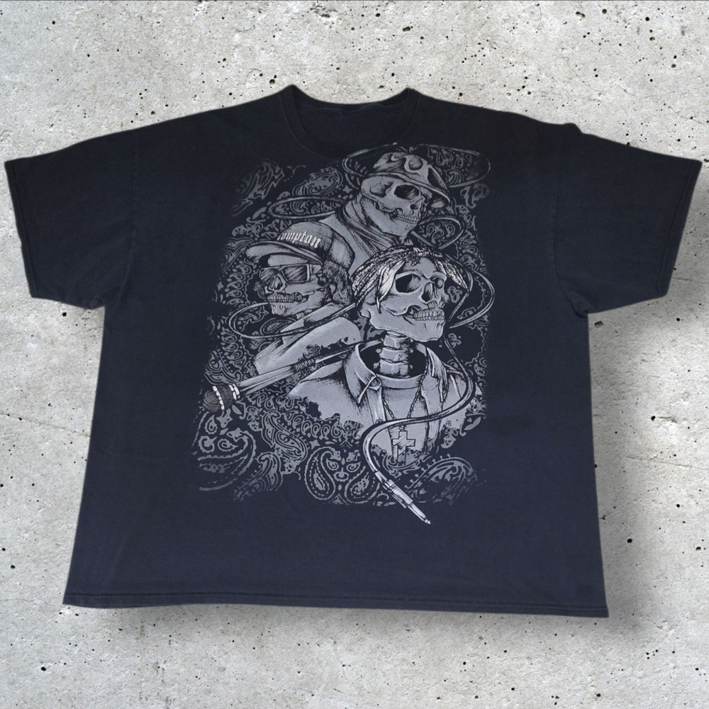 Unbranded Rap‎ Legends Graphic T-Shirt Mens Skeleton West Coast Black 3XL FLAW